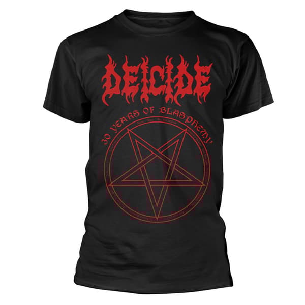 Deicide T Shirt 30 Years Of Blasphemy Band Logo Official Mens Black Black S