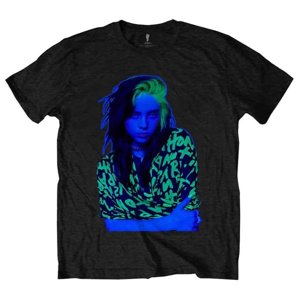 Billie Eilish T Shirt Press Photo portrait Logo Official Black Unisex