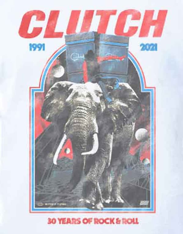 Clutch T Shirt Elephant Band Logo Official Mens White Long Sleeve