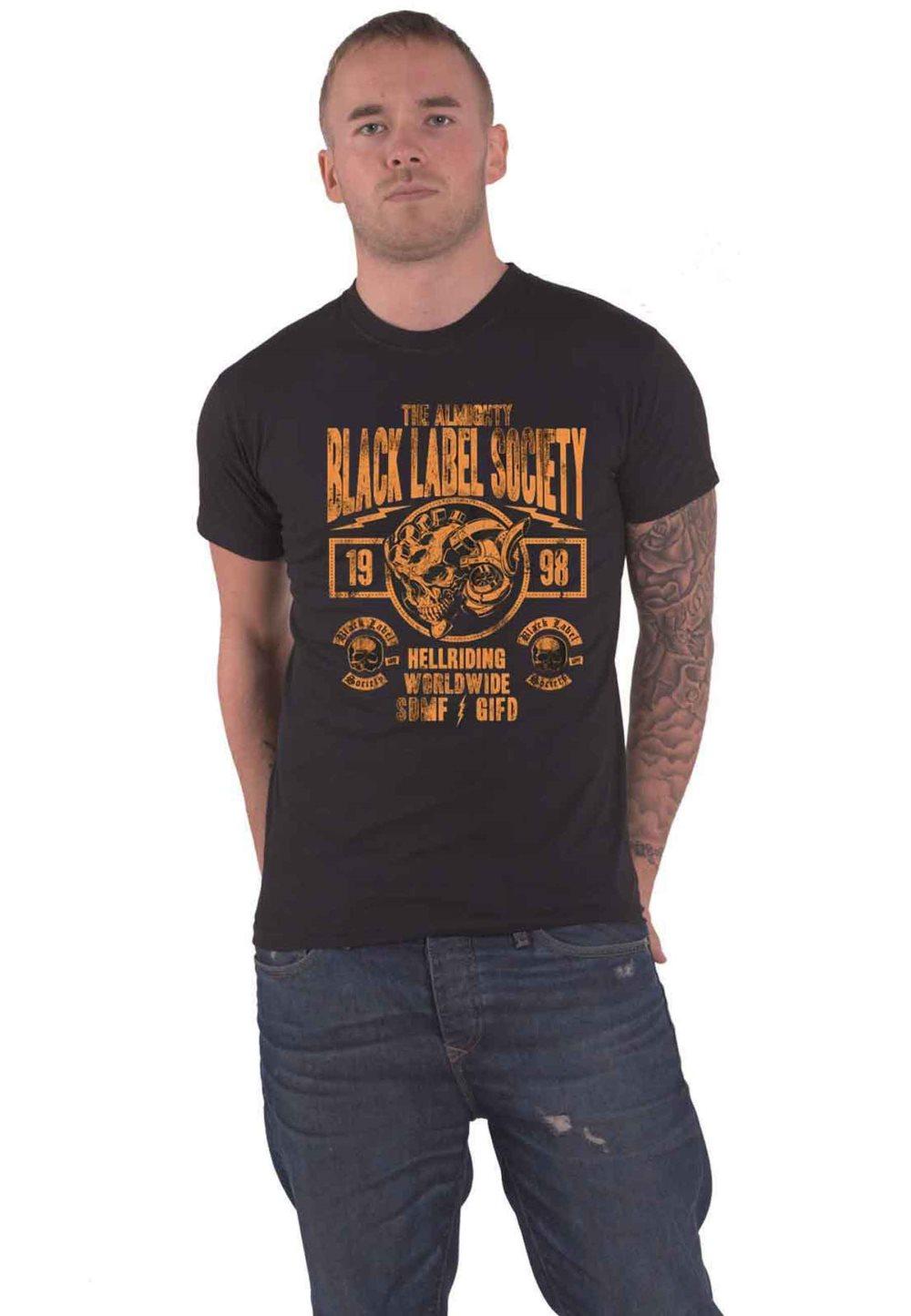 Black Label Society T Shirt Hell Riding Worldwide Band Logo Official Mens Black