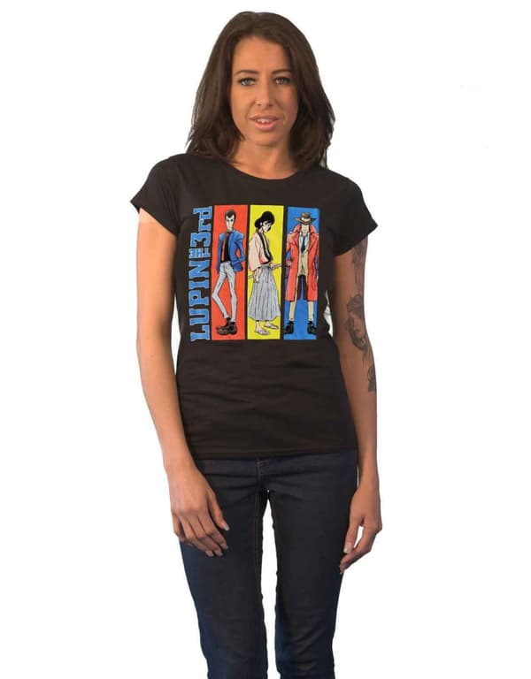 Lupin The Third T Shirt Group Boxes Logo Official Womens Skinny Fit Black