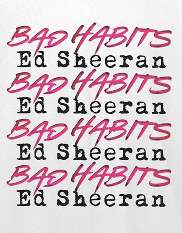 Ed Sheeran T Shirt Bad Habits Logo Official Unisex White Long Sleeve