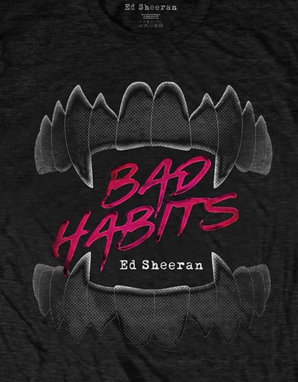 Ed Sheeran T Shirt Bad Habits Logo Official Mens Black