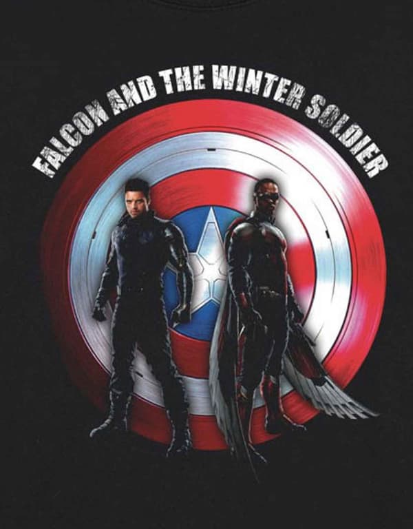 Falcon & Winter Soldier T Shirt Shield Logo Official Marvel Mens Black