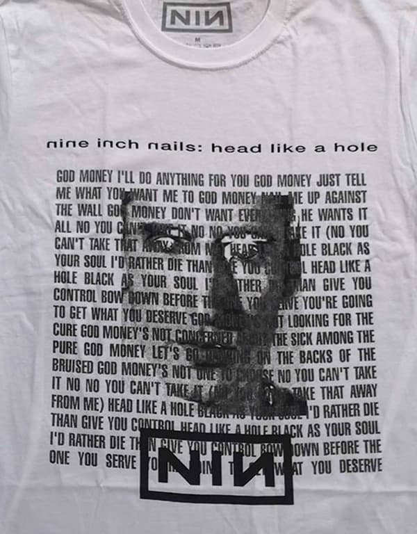 Nine Inch Nails T Shirt Head Like A Hole Band Logo Official Mens White