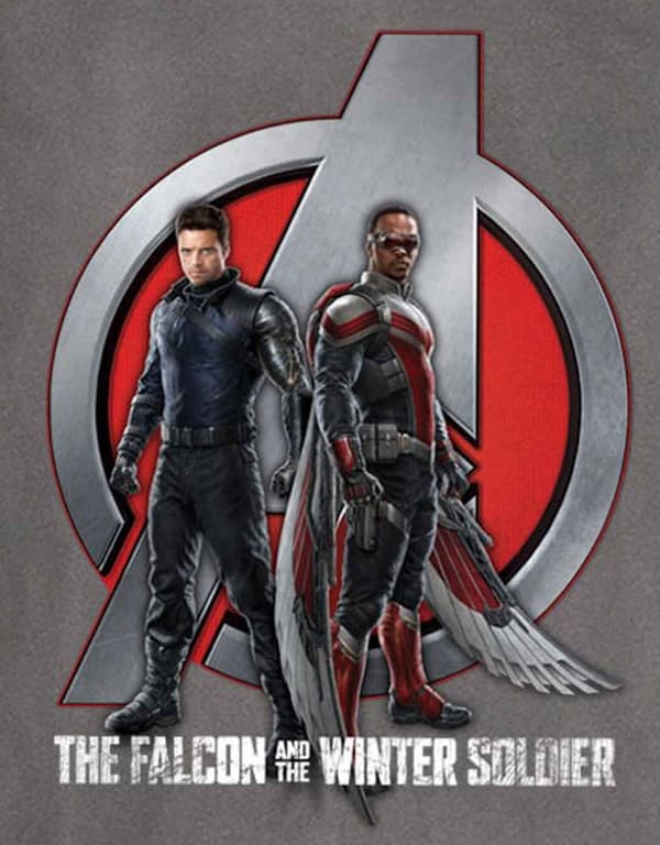 Falcon & Winter Soldier T Shirt A Logo Official Mens Marvel Comics Charcoal Grey