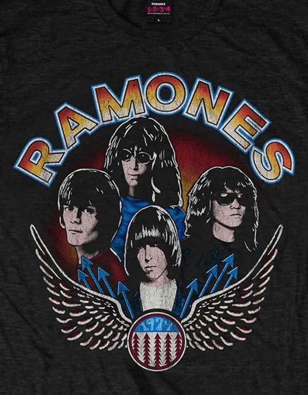 Ramones T Shirt Vintage Wings Photo Band Logo Official Mens Black M
