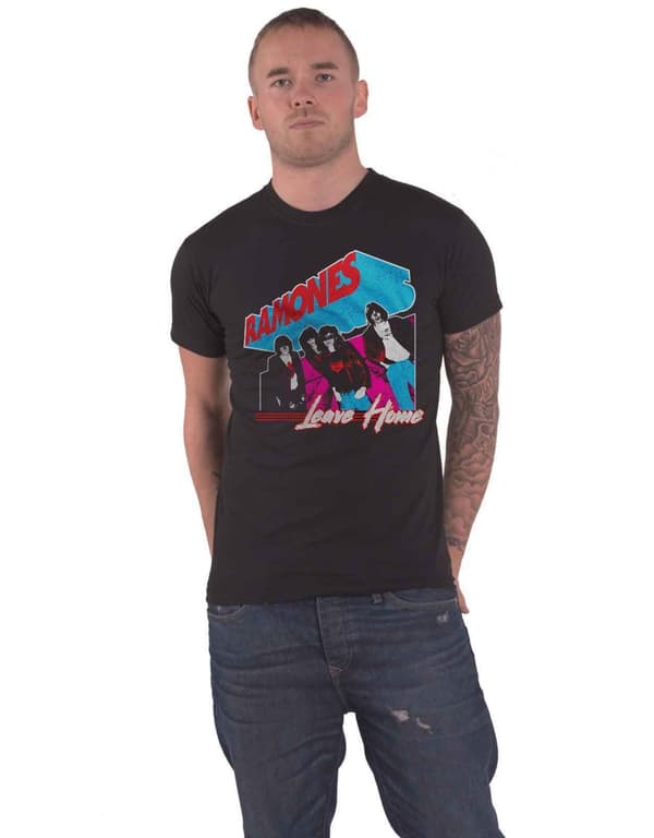 Ramones T Shirt Leave Home Band Logo Official Mens Black Black M