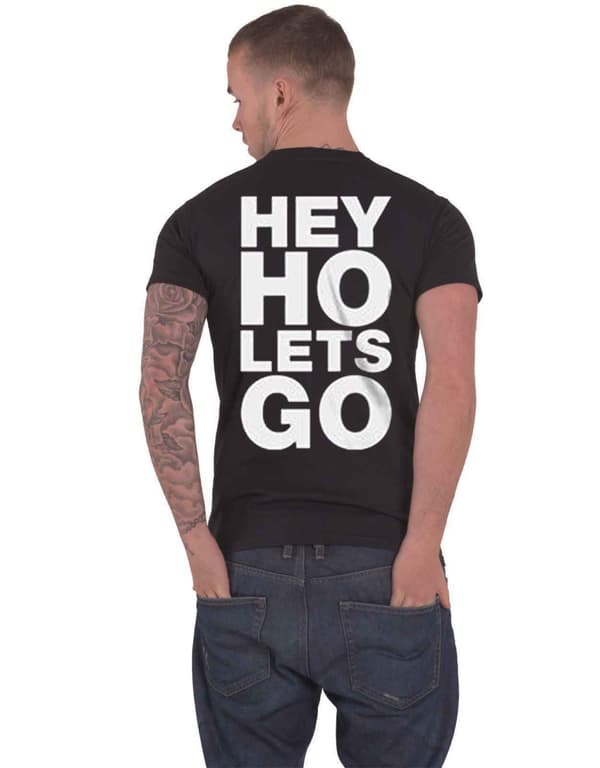 Ramones T Shirt Hey Ho Front and Back Print Band Logo Official Mens Black