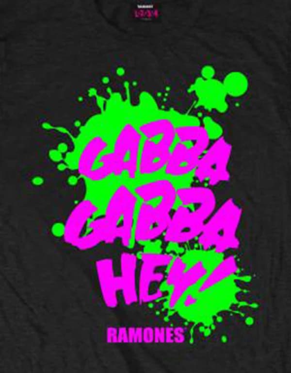 Ramones T Shirt Gabba Gabba Hey Splatter Band Logo Official Mens Black