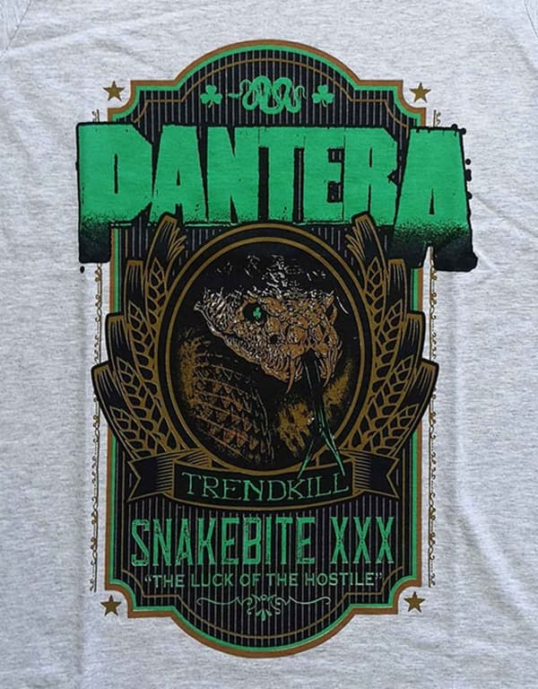 Pantera T Shirt Snakebite XXX Label Official Womens Skinny Fit Heather Grey