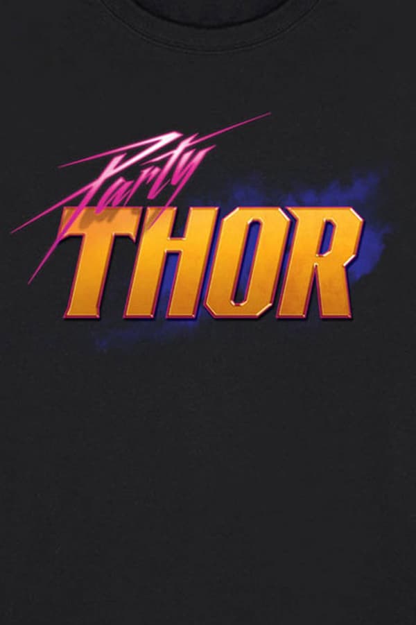 What If T Shirt Thor Party Logo Official Marvel Comics Mens Black