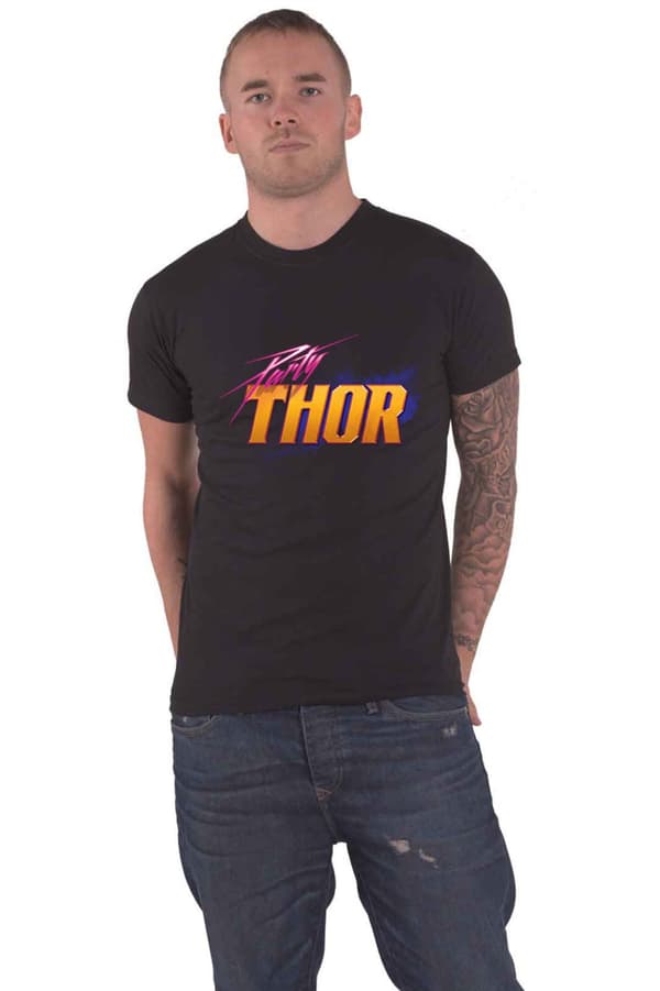 What If T Shirt Thor Party Logo Official Marvel Comics Mens Black Black M