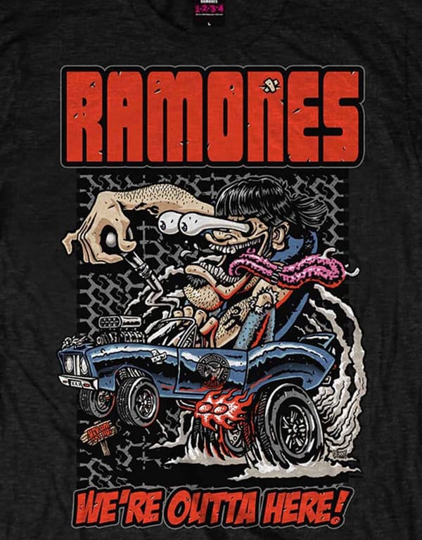 Ramones T Shirt Were Outta Here Band Logo Official Mens Black L