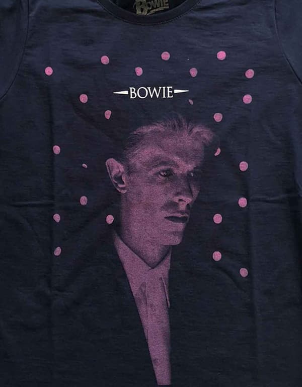 David Bowie T Shirt Dots Logo Official Womens Skinny Fit Navy Blue
