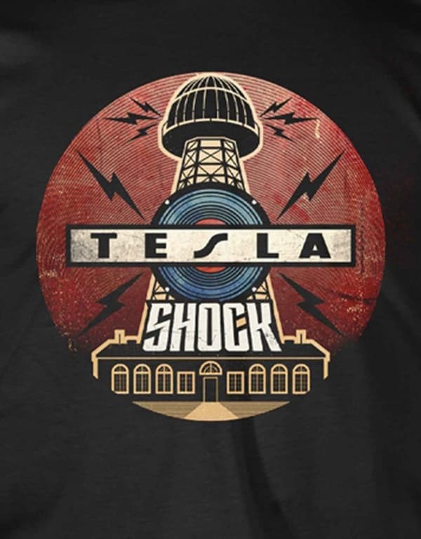 Tesla T Shirt Shock Band Logo Official Mens Black
