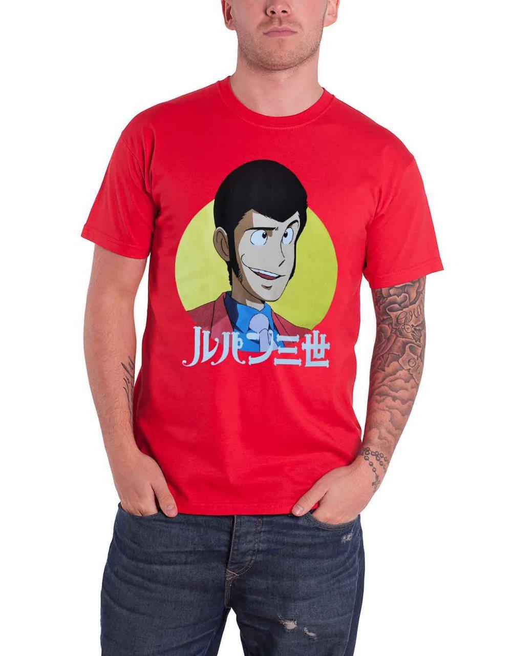 Lupin The Third T Shirt Head Logo Official Manga Mens Red