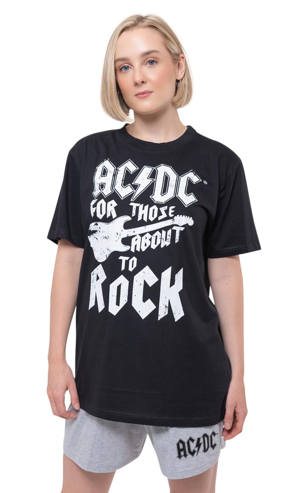 AC/DC Pyjamas For Those About To Rock Guitar Band Logo Official Black Unisex