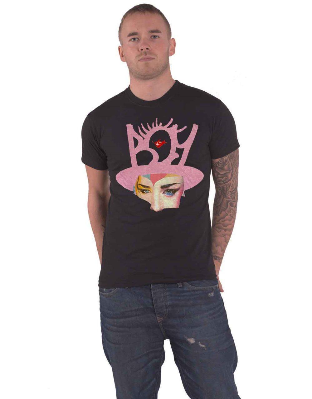 Boy George and Culture Club T Shirt Collage Logo Official Mens Black
