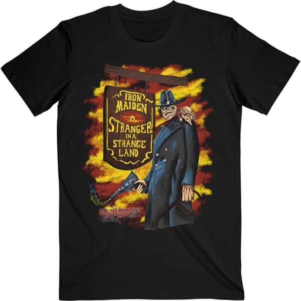 Iron Maiden T Shirt Stranger In A Strange Land Tour Official Mens Black Black L