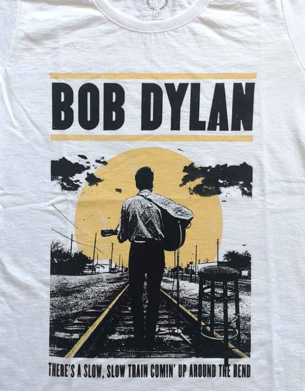 Bob Dylan T Shirt Slow Train Coming Logo Official Womens Skinny Fit White