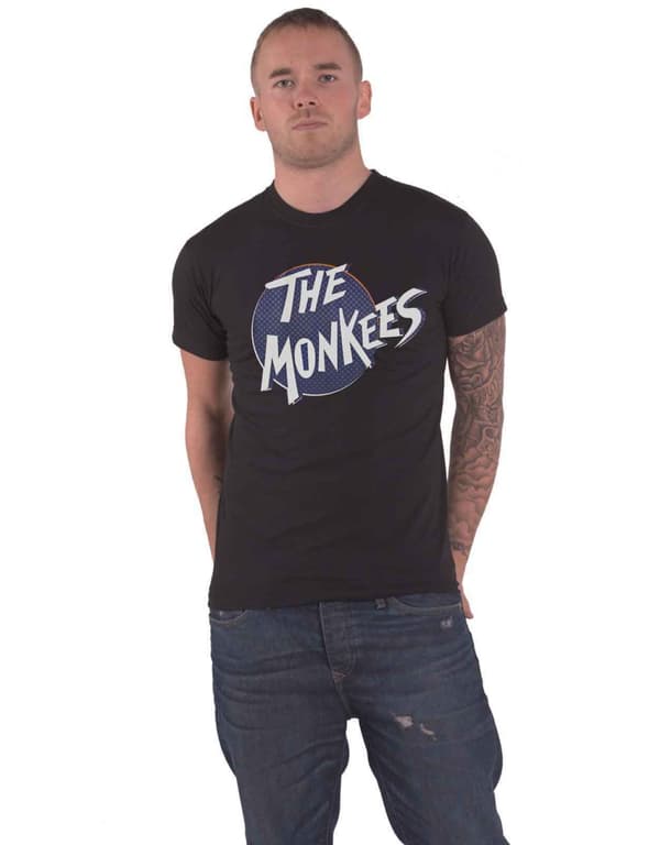 The Monkees T Shirt Retro Dot Band Logo Official Mens Black