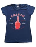 Miniatyrbild 1 av 3: Eminem T Shirt Detroit Finger Logo Official Womens Skinny Fit Navy Blue