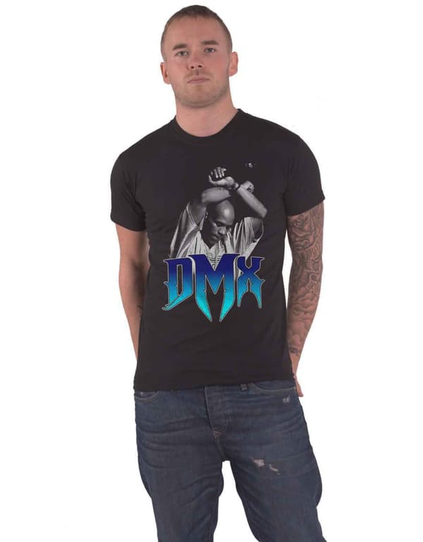 DMX T Shirt Arms Crossed Logo Official Mens Black