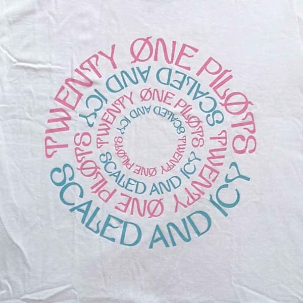 Twenty one Pilots T Shirt Scaled and Icy Circular Band Logo Official Mens White