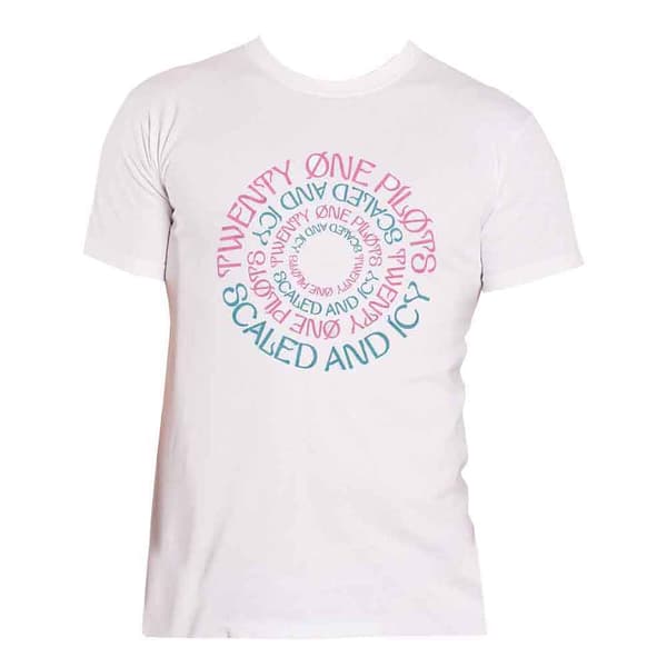 Twenty one Pilots T Shirt Scaled and Icy Circular Band Logo Official Mens White