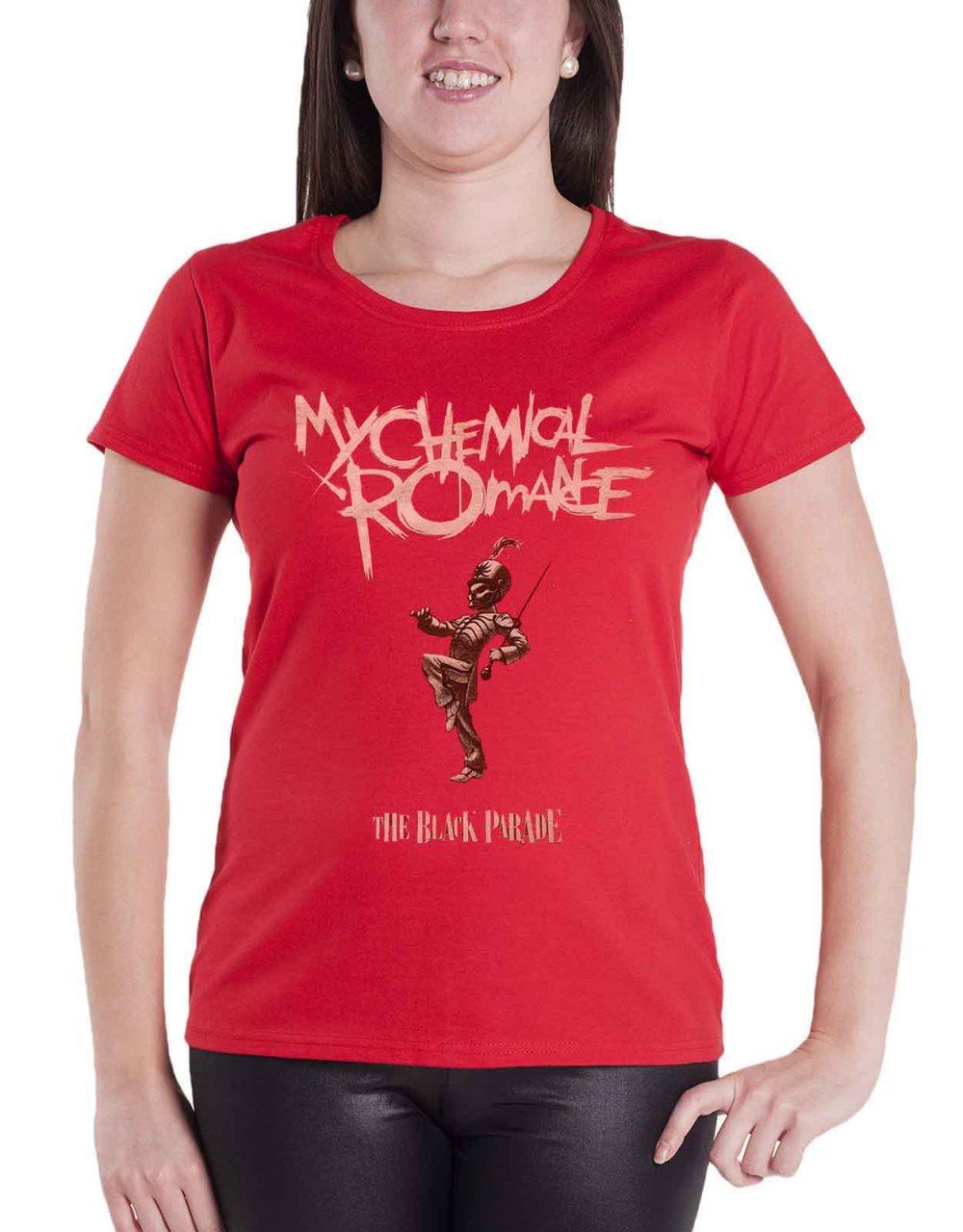 My Chemical Romance T Shirt Black Parade Cover Official Womens Skinny Fit Red