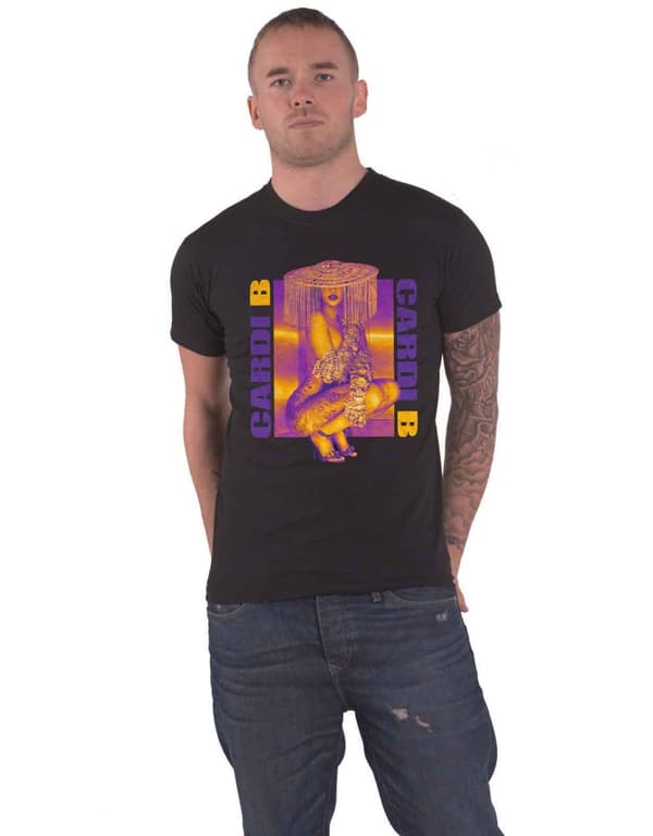 Cardi B T Shirt Squat Wap Logo Official Unisex Black Black M