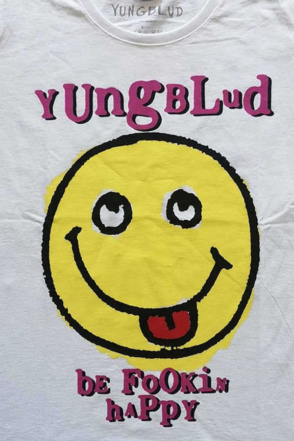 Yungblud T Shirt Raver Smile Logo Official Womens Skinny Fit White