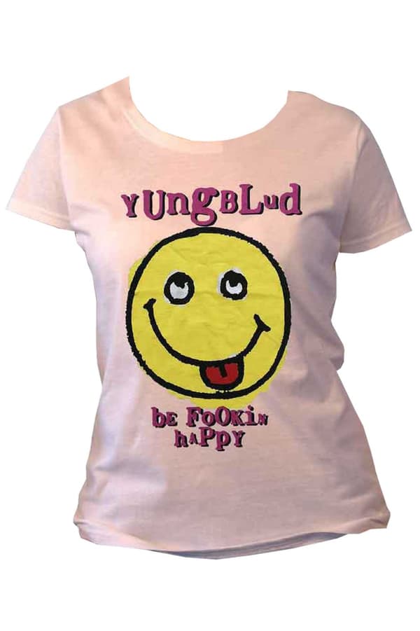 Yungblud T Shirt Raver Smile Logo Official Womens Skinny Fit White