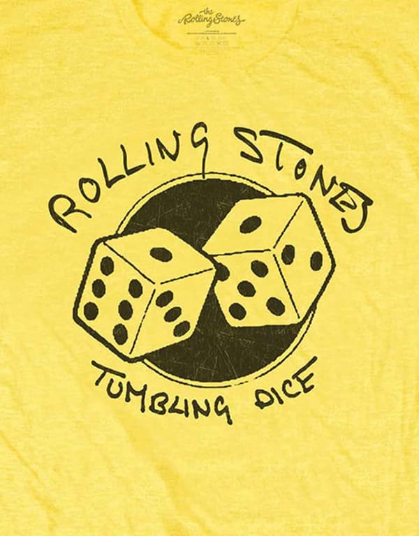 The Rolling Stones T Shirt Tumbling Dice Band Logo Official Yellow