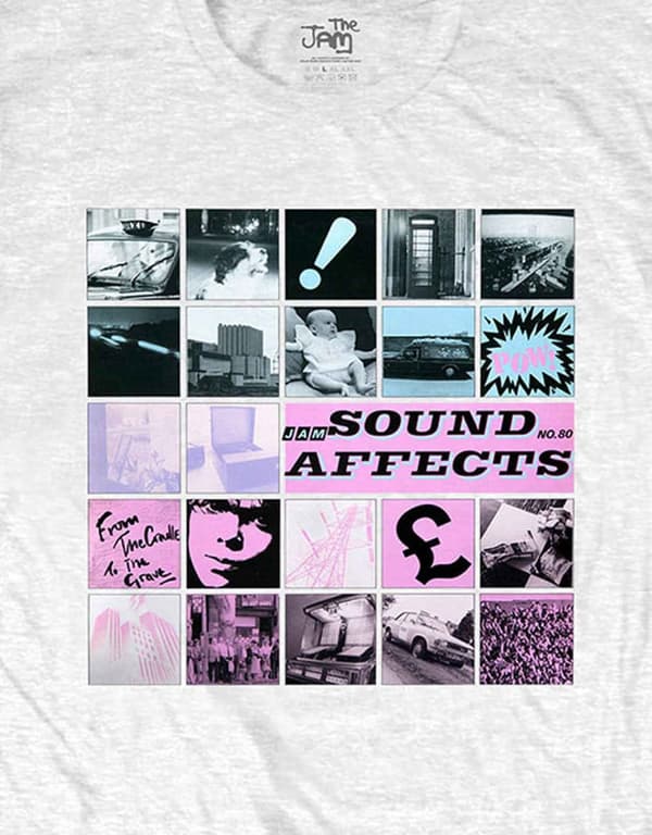 The Jam T Shirt Sound Affects Album Cover Band Logo Official Mens White