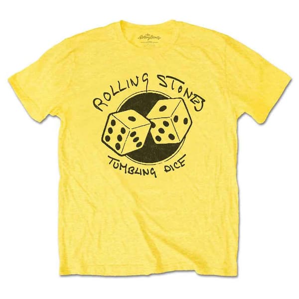 The Rolling Stones T Shirt Tumbling Dice Band Logo Official Yellow