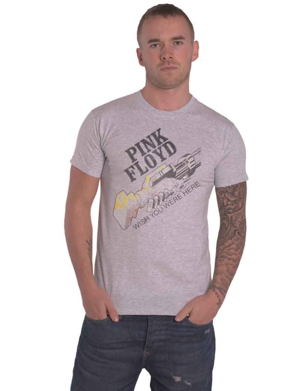 Pink Floyd T Shirt Wish You Were Here Robot Shake Official Mens Grey