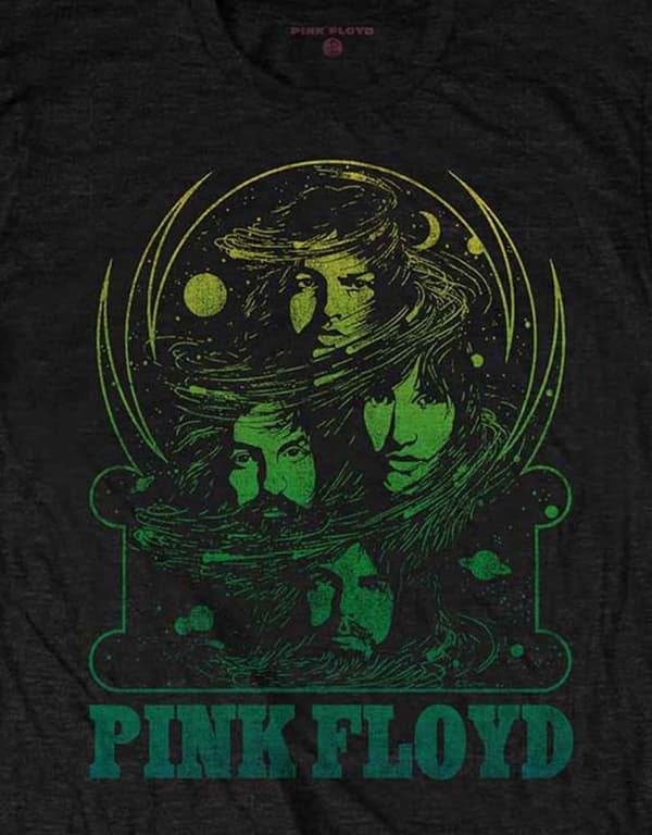 Pink Floyd T Shirt Green Swirl Band Logo Official Mens Black