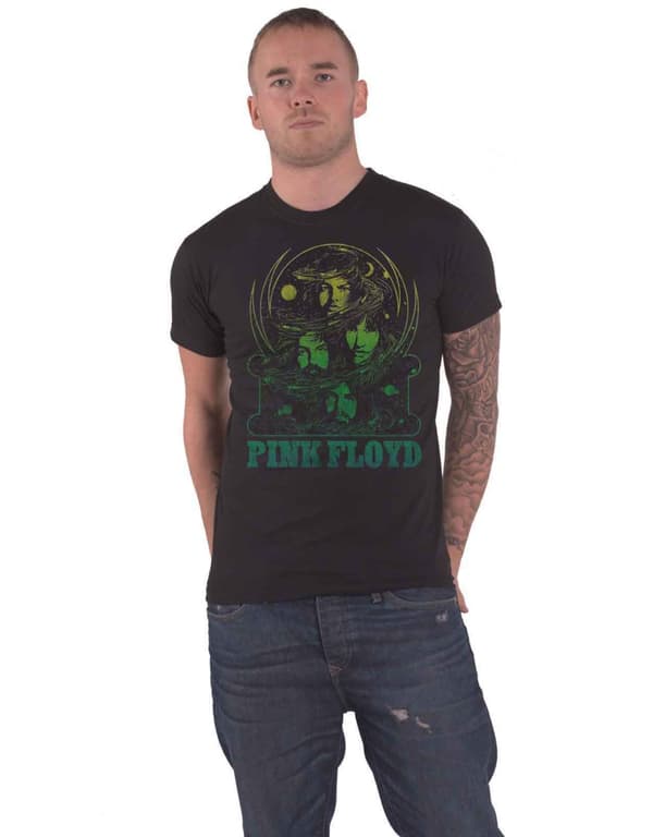 Pink Floyd T Shirt Green Swirl Band Logo Official Mens Black