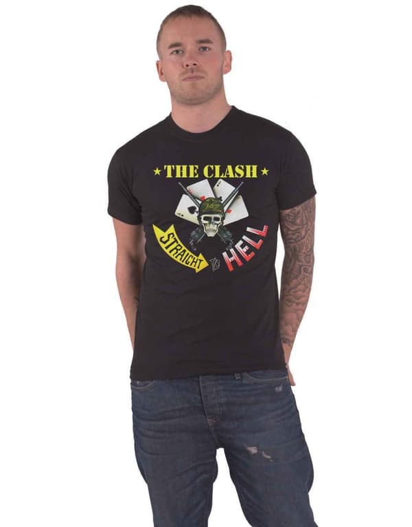 The Clash T Shirt Straight To Hell Single Band Logo Official Mens Black