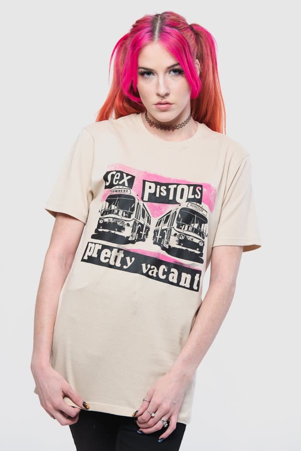 The Sex Pistols T Shirt Pretty Vacant Band Logo Official Unisex Sand Sand M