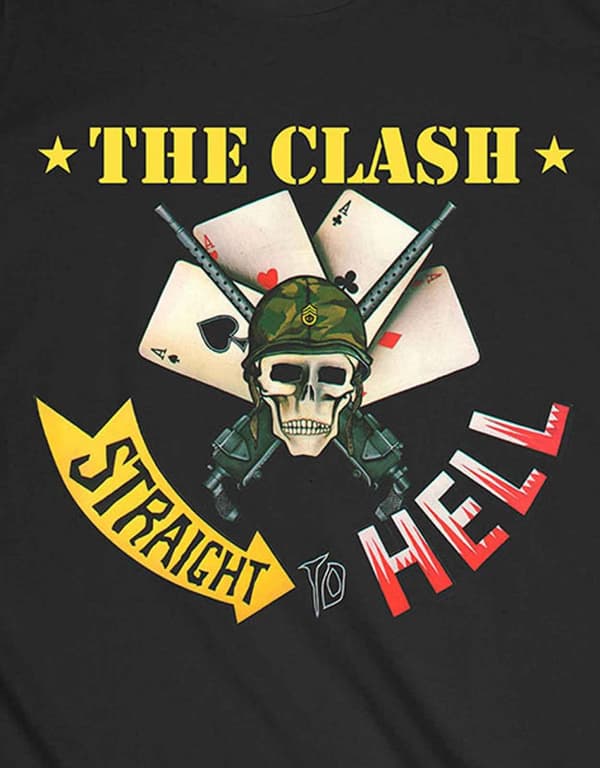 The Clash T Shirt Straight To Hell Single Band Logo Official Mens Black