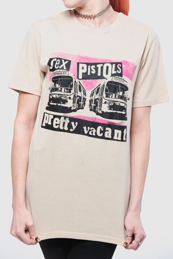 The Sex Pistols T Shirt Pretty Vacant Band Logo Official Unisex Sand