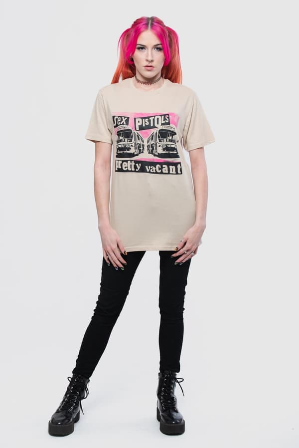 The Sex Pistols T Shirt Pretty Vacant Band Logo Official Unisex Sand