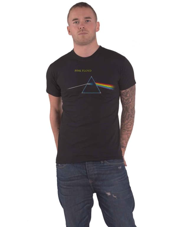 Pink Floyd T Shirt Dark Side Of The Moon Flipped Official Mens Black Black S