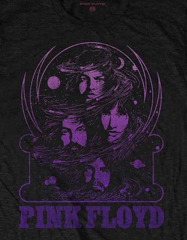 Pink Floyd T Shirt Purple Swirl Band Logo Official Mens Black