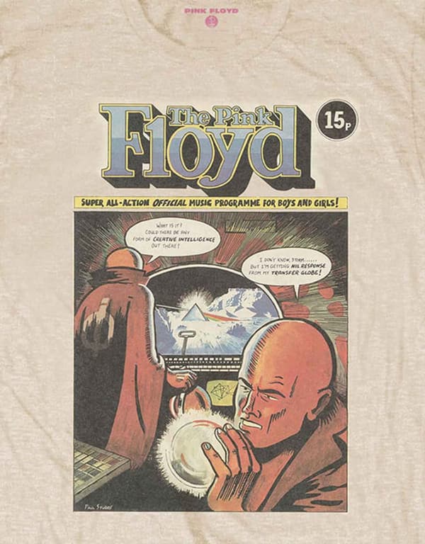 Pink Floyd T Shirt Comic Band Logo Official Mens Sand