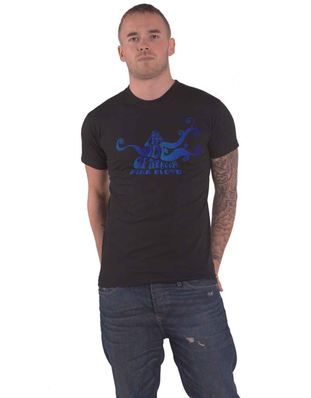 Pink Floyd T Shirt Dark side of the Moon Swirl Band Logo Official Mens Black