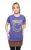 Miniatyrbild 1 av 2: Nirvana T Shirt Yellow Smile Band Logo Official Womens Skinny Fit Purple
